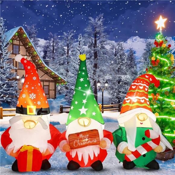 7ft Long Christmas Inflatable Gnome Outdoor Decorations Gnome Blow up Yard Decor